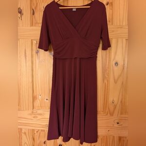 Ann Taylor Elegant Burgundy Skater Dress Size 10